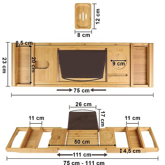HALIA Bamboo Bathtub Shelf