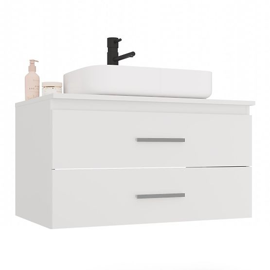Hanging Bathroom Cabinet NEL 80 White with 2 Drawers Under Sink