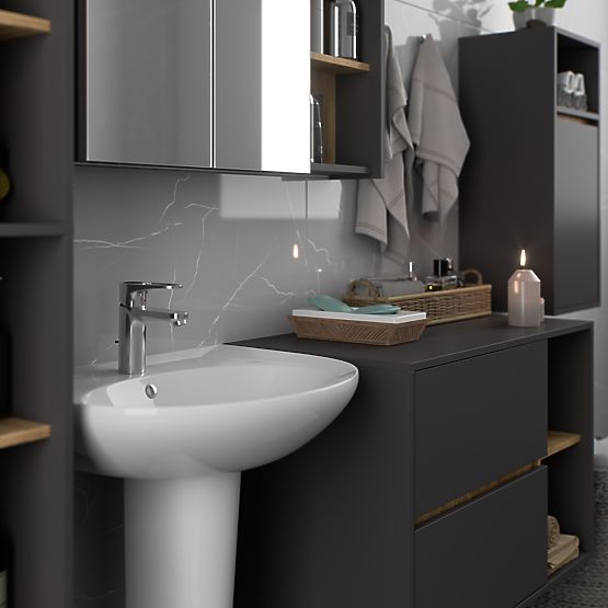 HANGING BATHROOM CABINET VAMI W35 1D 1W GRAPHITE GRAY / ARTISAN OAK