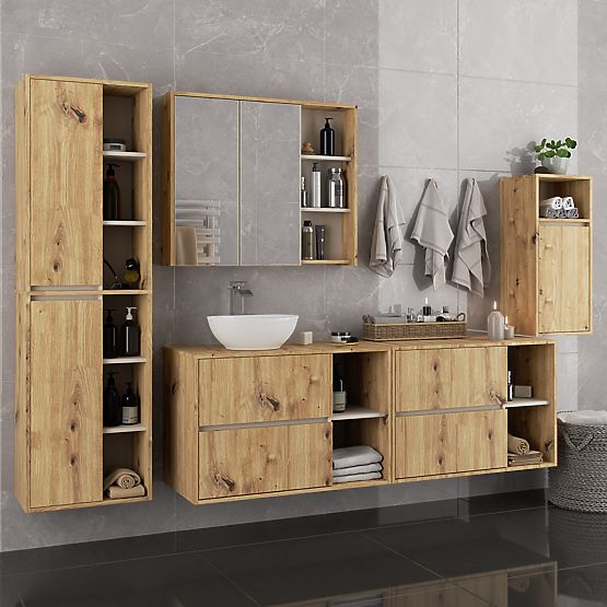 HANGING BATHROOM CABINET VAMI W35 1D 1W OAK ARTISAN / CASHMERE