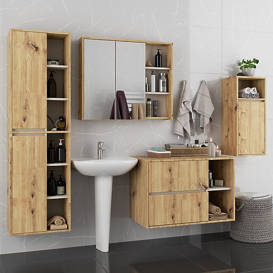 HANGING BATHROOM CABINET VAMI W35 1D 1W OAK ARTISAN / CASHMERE