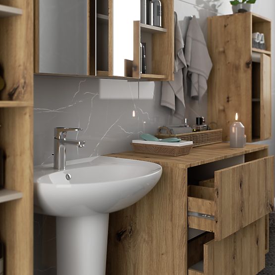 HANGING BATHROOM CABINET VAMI W35 1D 1W OAK ARTISAN / CASHMERE