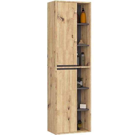 HANGING BATHROOM CABINET VAMI W50 2D 6P ARTISAN OAK / GRAPHITE GRAY
