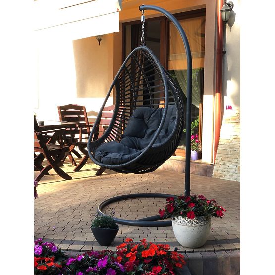 Hanging Chair BELLISSIMO (Chair + Frame) from Grey Technorattan, Free Cover