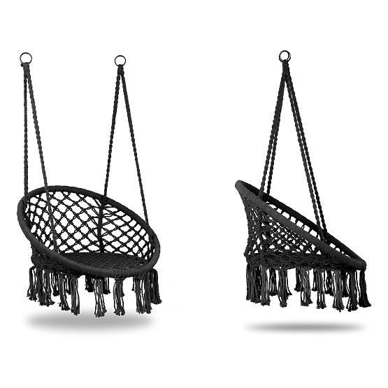 Hanging Chair Boho Garden Swing Black MultiGarden