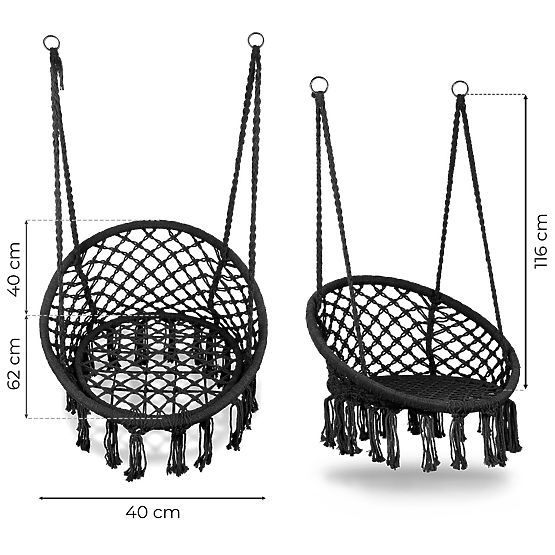 Hanging Chair Boho Garden Swing Black MultiGarden