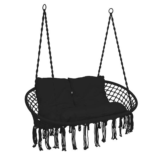 Hanging Chair Stork Nest LAGOS Black with Cushions