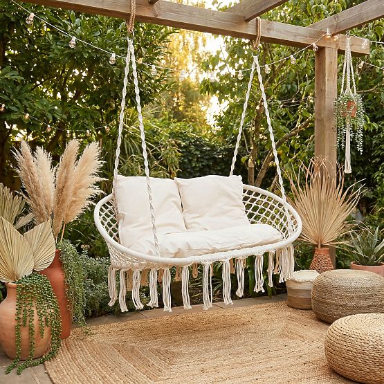 Hanging Chair Stork's Nest LAGOS Cream with Cushions
