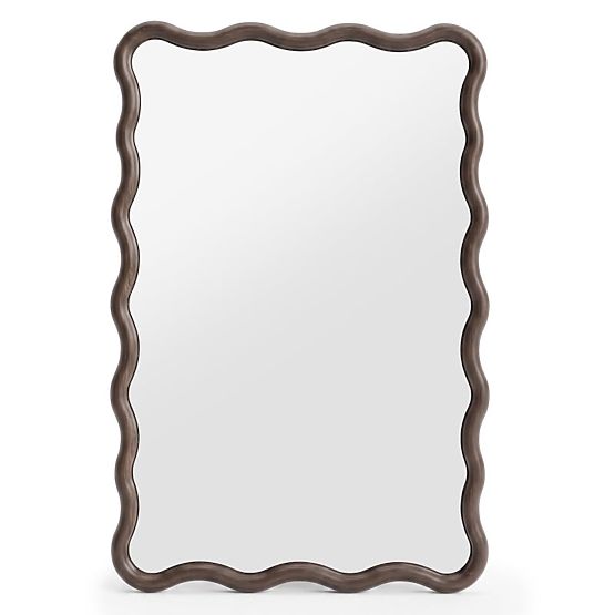 Hanging Mirror Glimmer in Wavy Frame, Dark Walnut