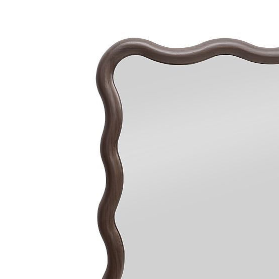 Hanging Mirror Glimmer in Wavy Frame, Dark Walnut