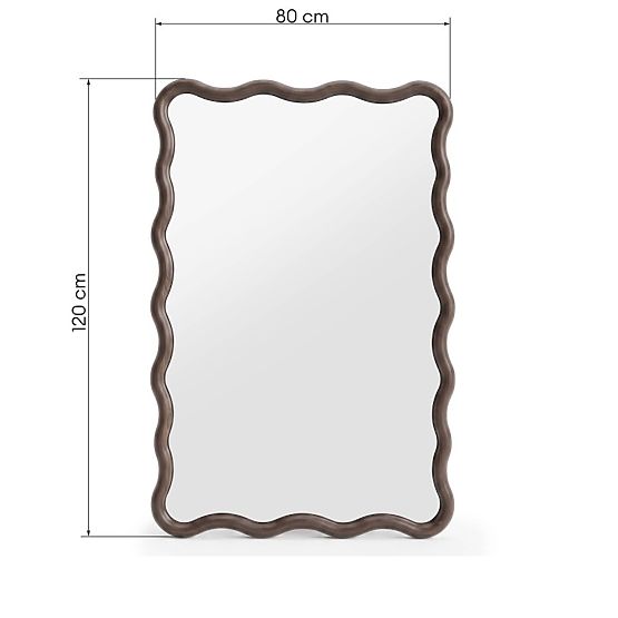 Hanging Mirror Glimmer in Wavy Frame, Dark Walnut