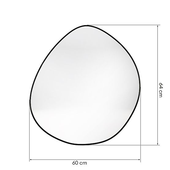 Hanging Mirror in Black Frame Alonzo, 64x60 cm, Irregular Shape