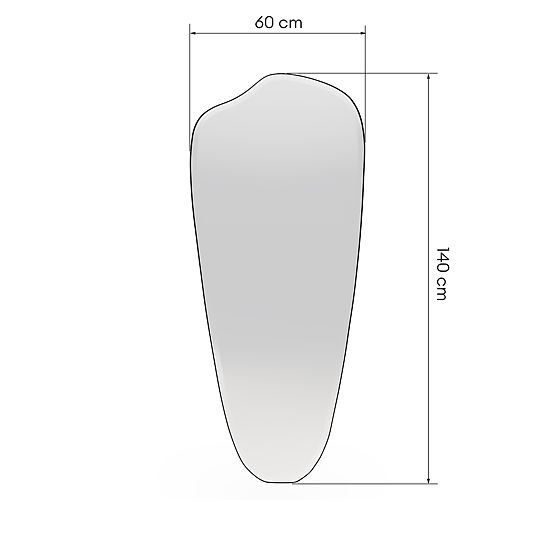 Hanging Mirror in Black Frame Frivatti, 60x140 cm, Irregular Shape