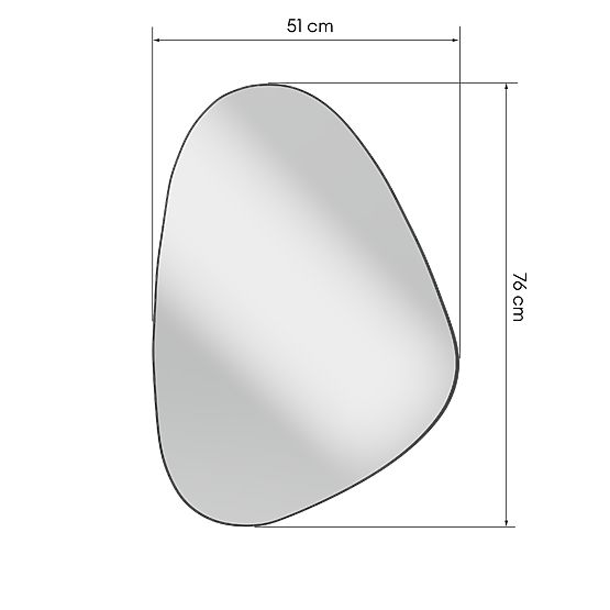 Hanging Mirror in Black Frame Libia, 76x51 cm, Irregular Shape