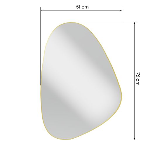 Hanging Mirror in Gold Frame Libia, 76x51 cm, Irregular Shape