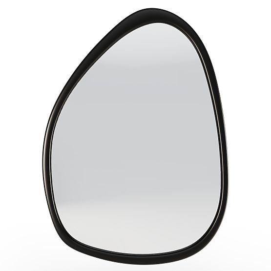 Hanging Mirror in Wooden Frame Lisa 70x90 cm, Irregular Shape, Black