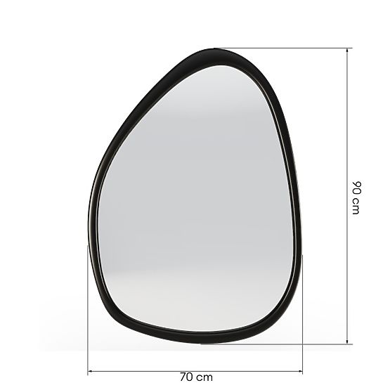 Hanging Mirror in Wooden Frame Lisa 70x90 cm, Irregular Shape, Black