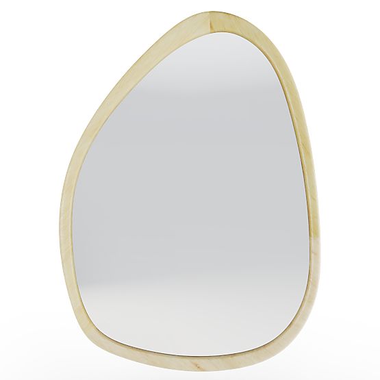 Hanging Mirror in Wooden Frame Lisa 70x90 cm, Irregular Shape, Natural