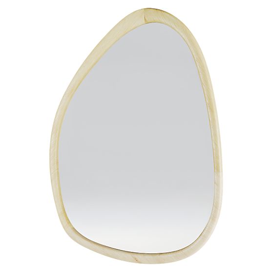 Hanging Mirror in Wooden Frame Lisa 70x90 cm, Irregular Shape, Natural