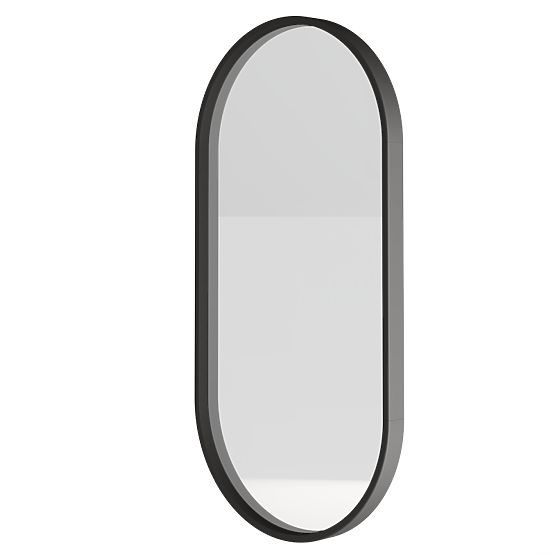 Hanging Mirror in Wooden Frame Plico 45x90 cm, Oval, Black