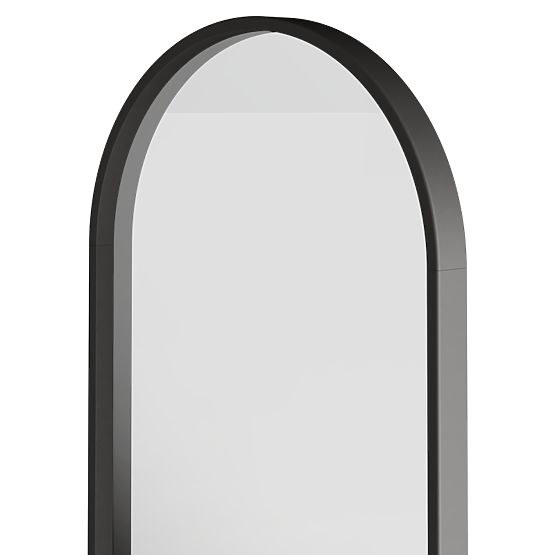 Hanging Mirror in Wooden Frame Plico 45x90 cm, Oval, Black