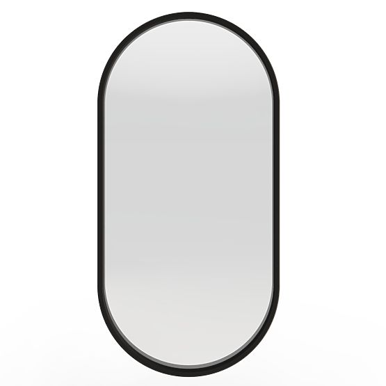 Hanging Mirror in Wooden Frame Plico 45x90 cm, Oval, Black