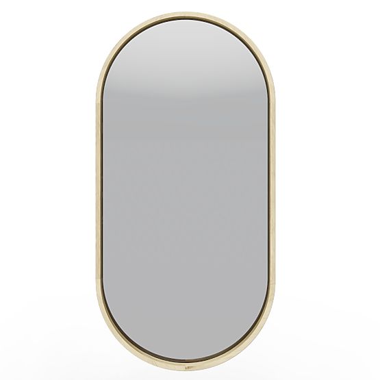 Hanging Mirror in Wooden Frame Plico 45x90 cm, Oval, Natural