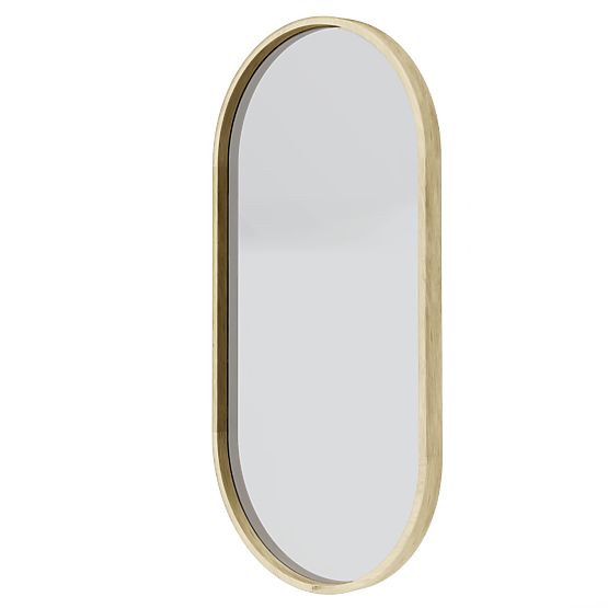Hanging Mirror in Wooden Frame Plico 45x90 cm, Oval, Natural