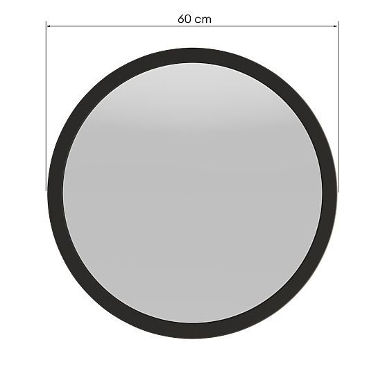 Hanging Mirror in Wooden Frame Sesto 60 cm, Round, Black