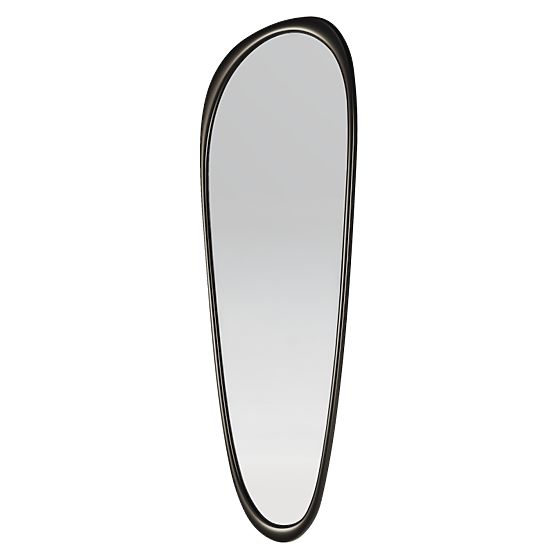 Hanging Mirror in Wooden Frame Sogno 60x165 cm, Irregular Shape, Black