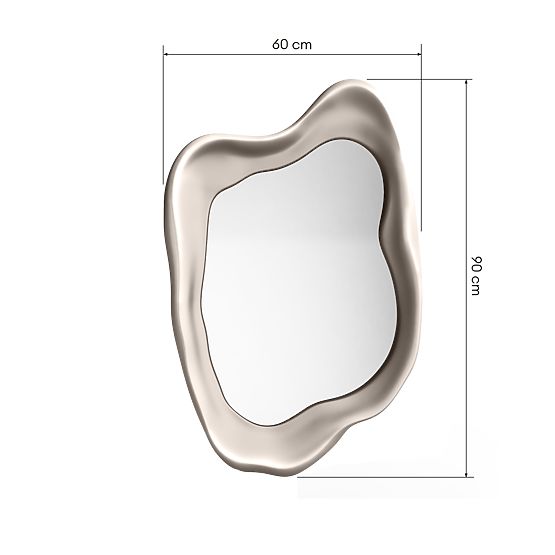 Hanging Mirror Leonardo, 60x90 cm, Irregular Shape, Gray-Beige