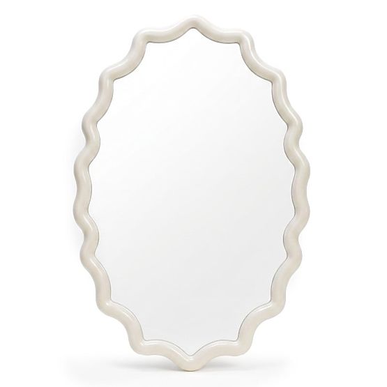 Hanging Mirror Lumi, Milky White, Glossy