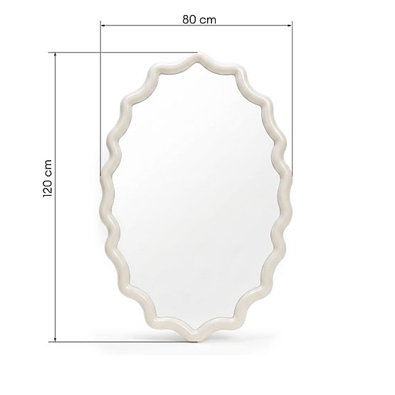 Hanging Mirror Lumi, Milky White, Glossy