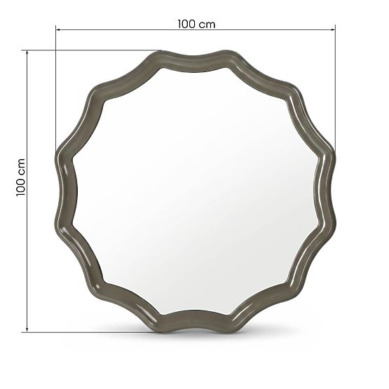 Hanging Mirror Luppo, Green-Grey, Glossy