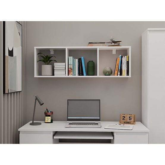 Hanging Shelf COBI 1X3 - Modern Wall Shelf 3 Compartments Matte White