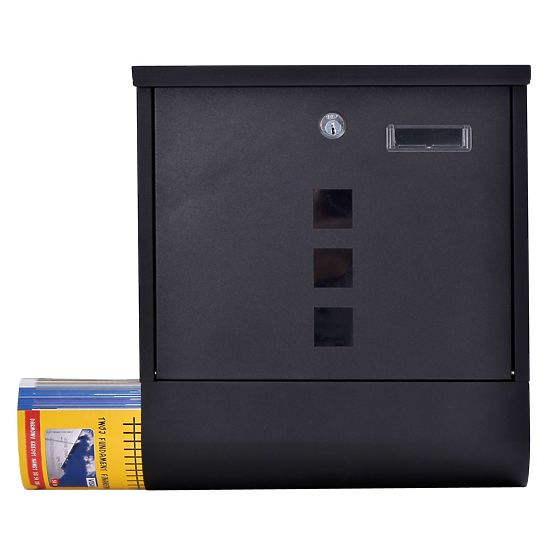 Hans Letter Mailbox with Newspaper Holder Black