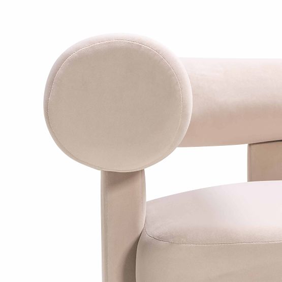 Hella Light Beige Velvet Rounded Relaxation Chair