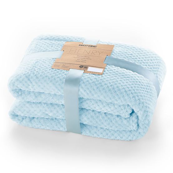 HENRY Blanket Blue Color with Jacquard Embossing Modern Style 170x210