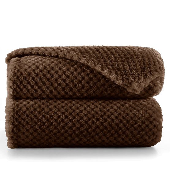HENRY Brown Throw with Jacquard Pattern Modern Style 220x240