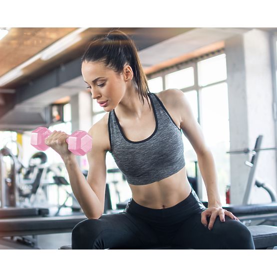 Hexagonal Dumbbells Set 2x2 kg Fitness Weights Pink ModernHome