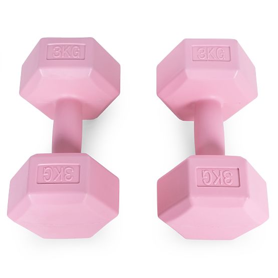 Hexagonal Dumbbells Set 2x3 kg Exercise Weights Fitness Pink ModernHome