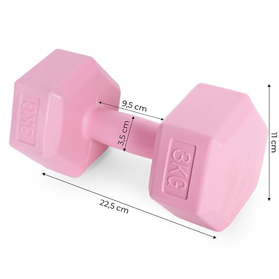 Hexagonal Dumbbells Set 2x3 kg Exercise Weights Fitness Pink ModernHome