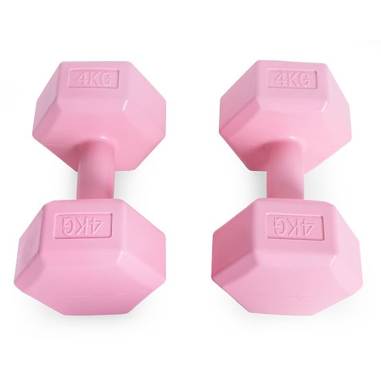 Hexagonal Dumbbells Set 2x4 kg Fitness Weights Pink ModernHome
