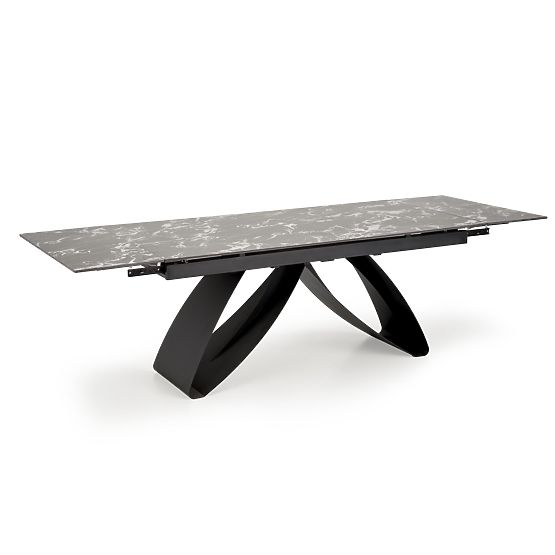 HILARIO extendable table, top - black marble, legs - black (3p=1pc)