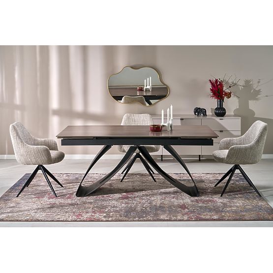 HILARIO extendable table, top - walnut, legs - black (3p=1pc)
