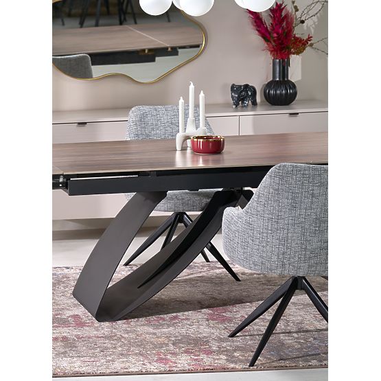 HILARIO extendable table, top - walnut, legs - black (3p=1pc)