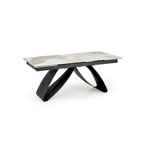 HILARIO extendable table, top - white marble, legs - black (3p=1pc)