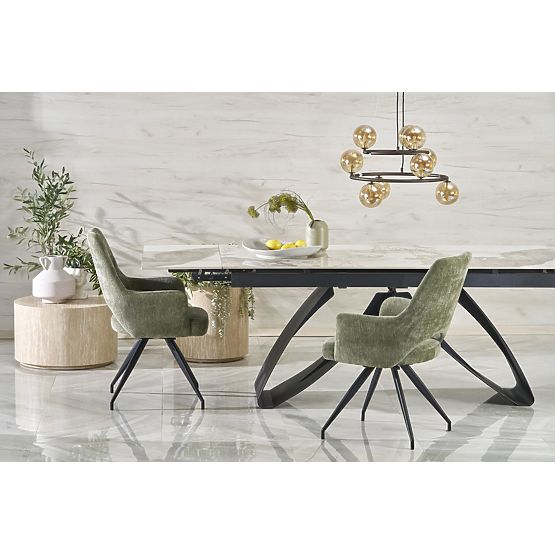 HILARIO extendable table, top - white marble, legs - black (3p=1pc)