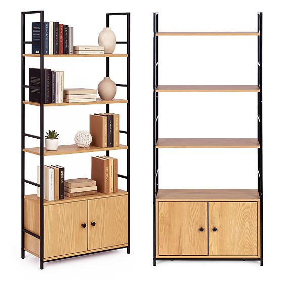 Industrial Loft Shelf with Cabinet 4 Shelves ModernHome