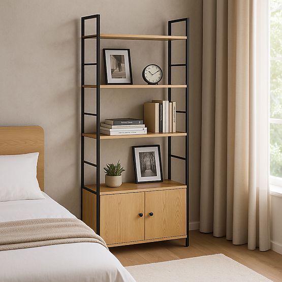 Industrial Loft Shelf with Cabinet 4 Shelves ModernHome